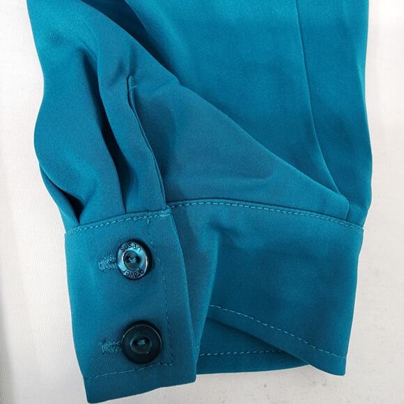 Susan Graver Big Shirt Size 1X Green Stretch Peachskin Fabric Button Up A203722 - Picture 6 of 10